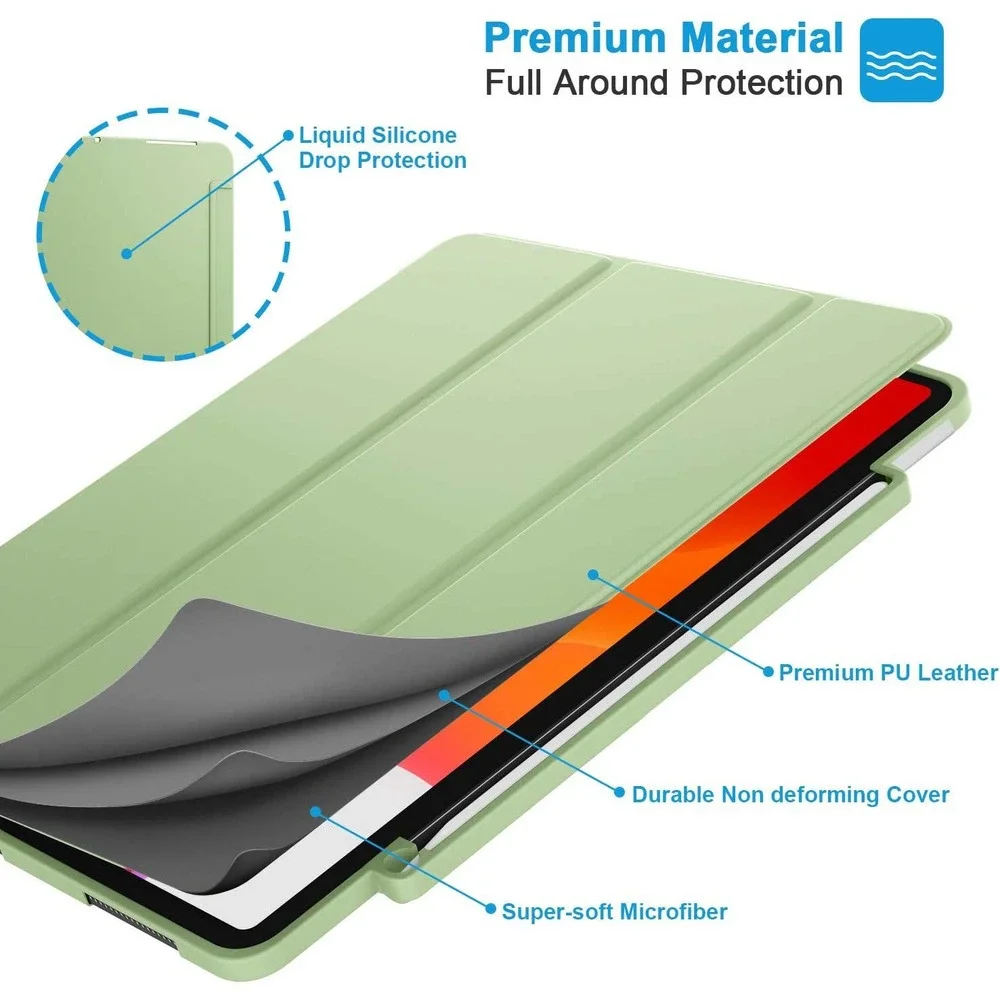 Tablet Case with Pencil Holder Support Magnetic Attachment & Wirelessly Charge